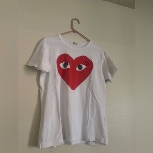 comme des garcon red heart shirt